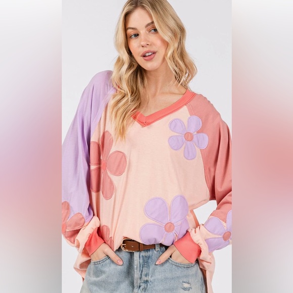 NWT Sage + Fig Daisy Patchwork Long Sleeve Top Medium 🌸 BG 06 - Picture 4 of 10